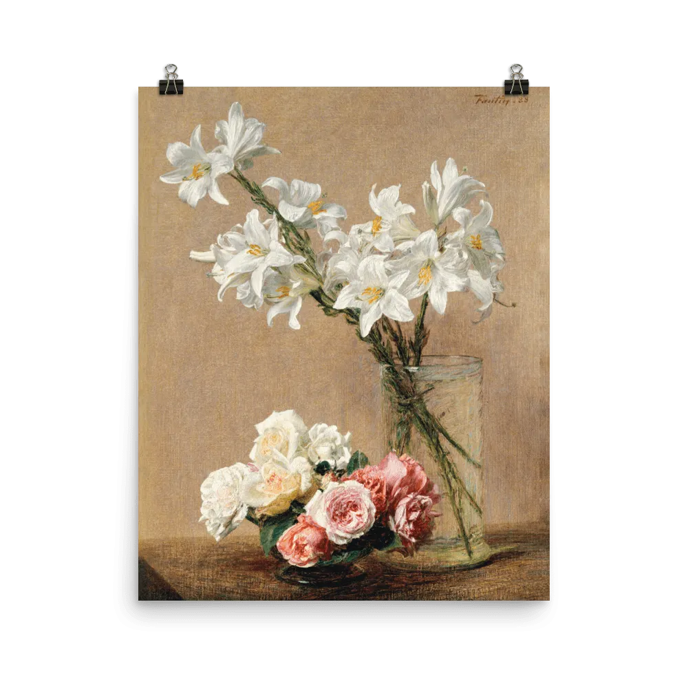 "Roses and Lilies" Art Print