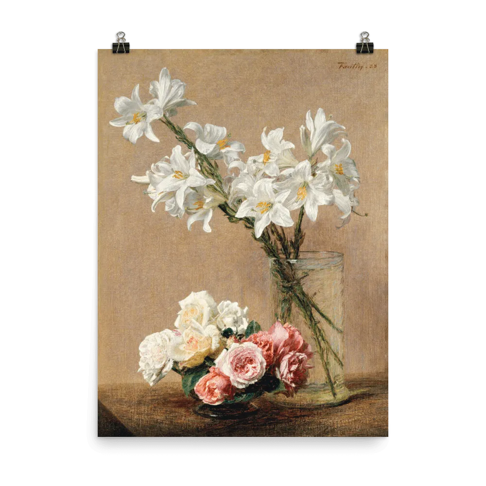 "Roses and Lilies" Art Print