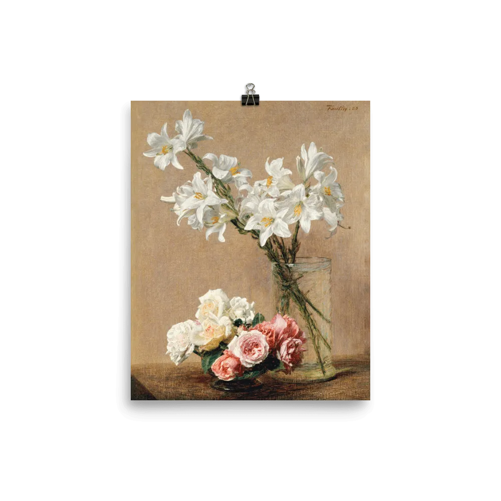 "Roses and Lilies" Art Print