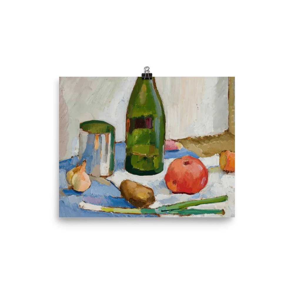 "Still life with a green bottle" Art Print