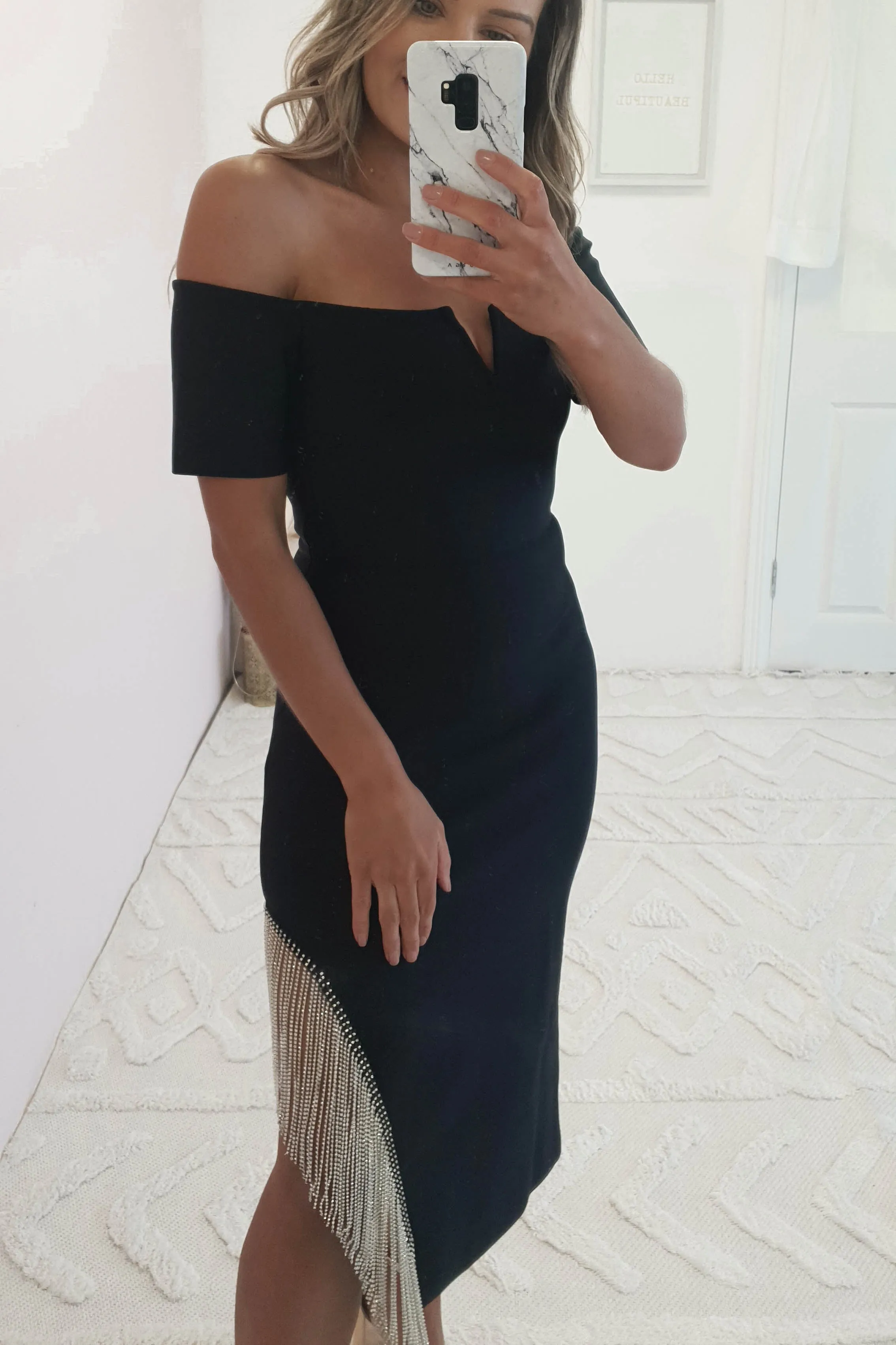 Sloane Embellished Bandage Midi Dress | Black