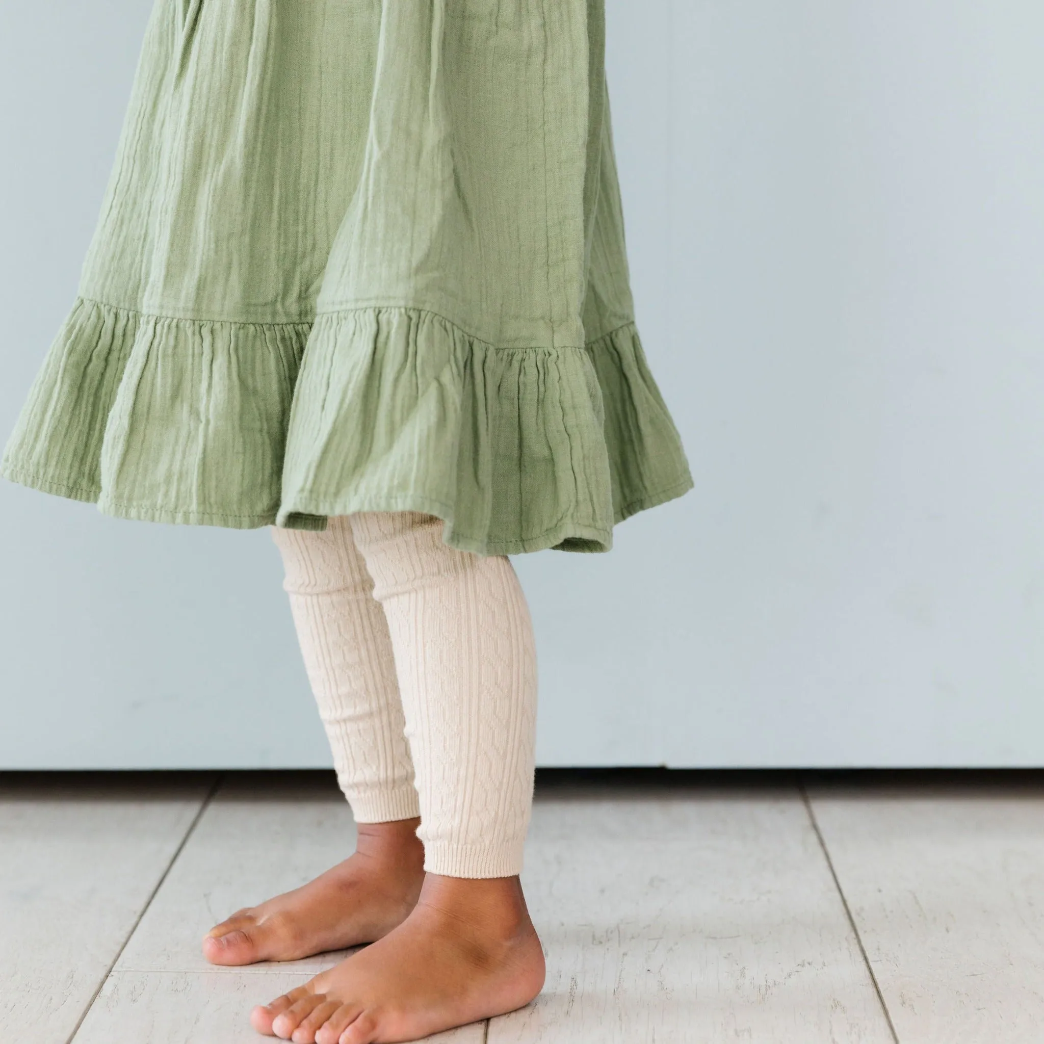 Vanilla Cable Knit Footless Tights