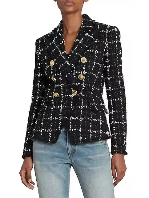 Women’s Check Tweed 6-Button Jacket