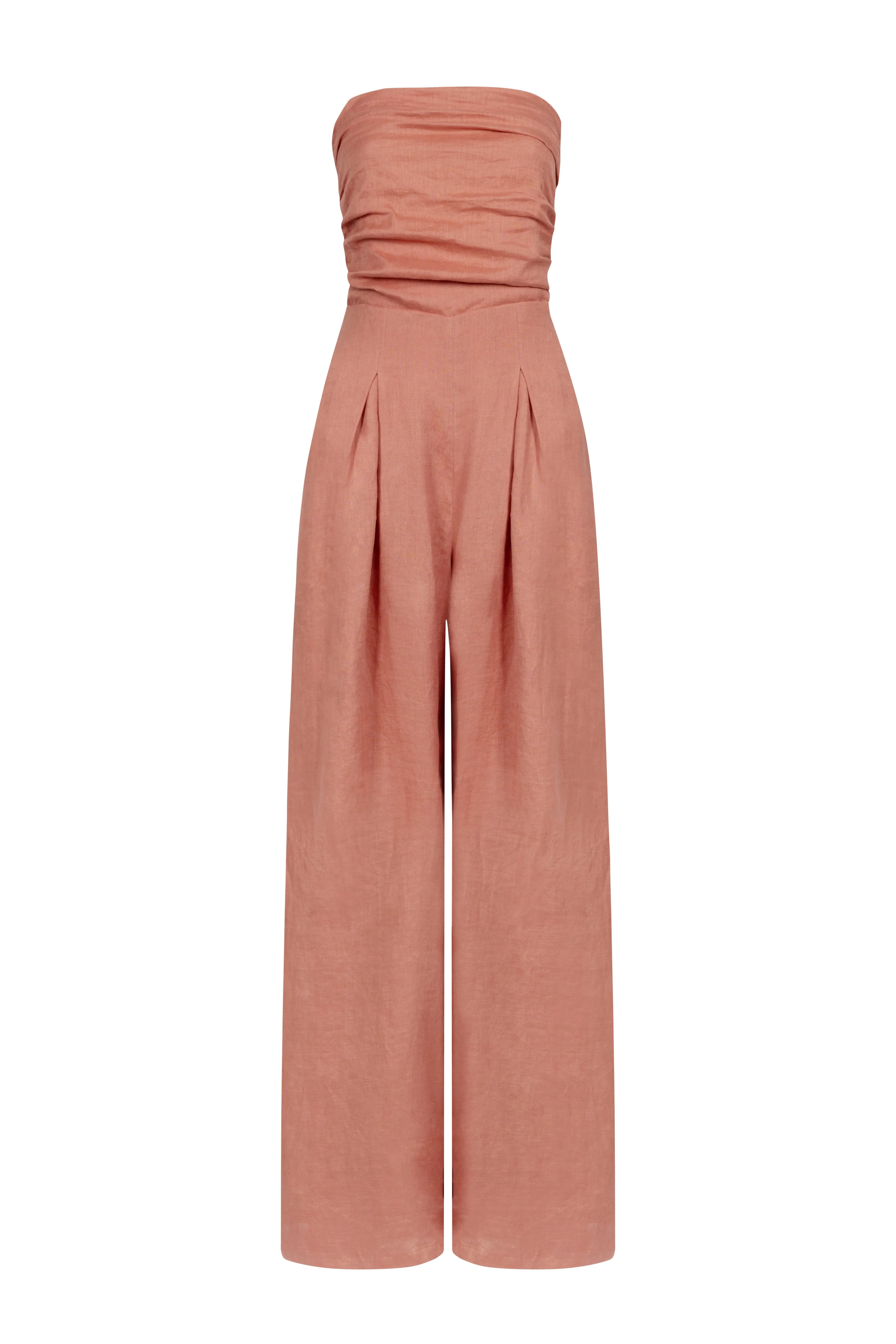 'Yves Uro’ Gathered Jumpsuit - Blush